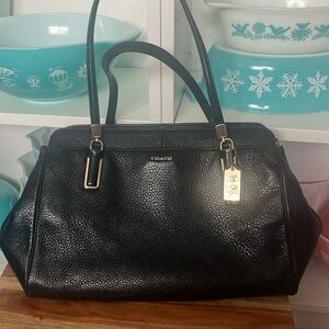 COACH Madison Kimberly Black Leather Carryall Tote Shoulder Bag